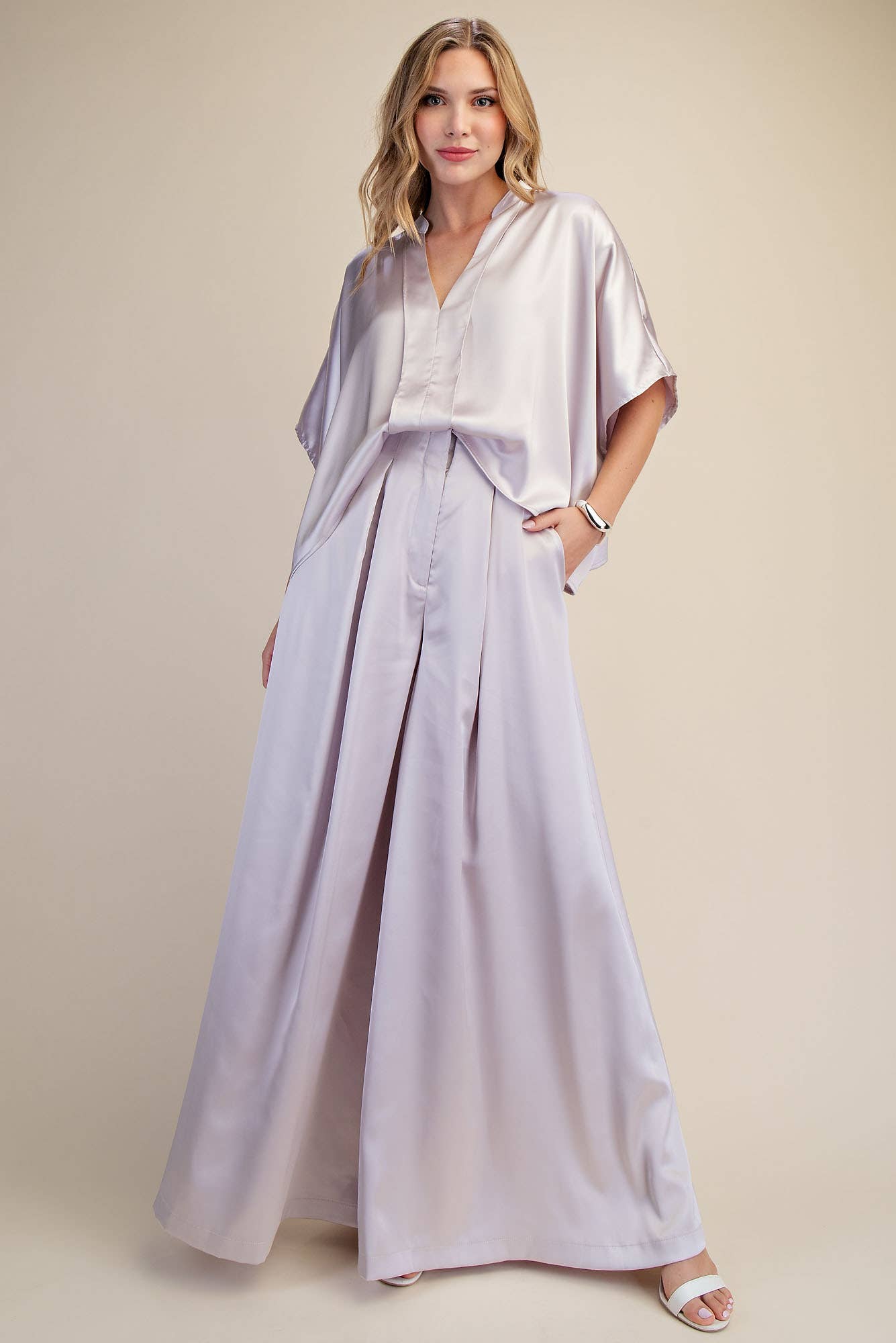 Satin A-Line Palazzo Pants