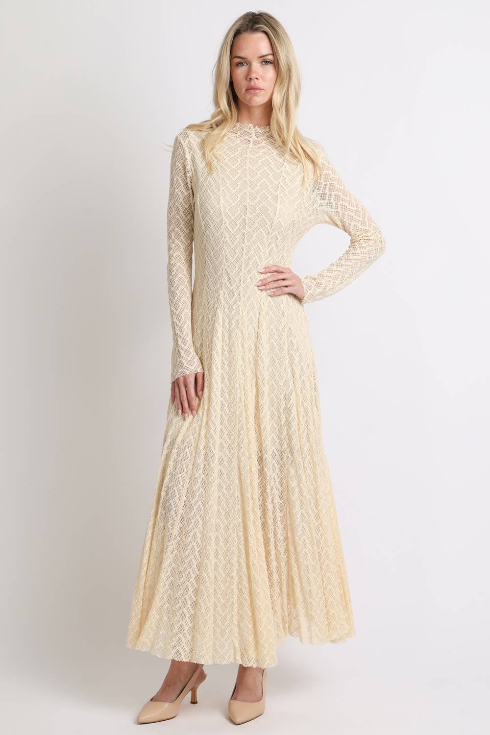 Geometric Crochet Lace Maxi Dress