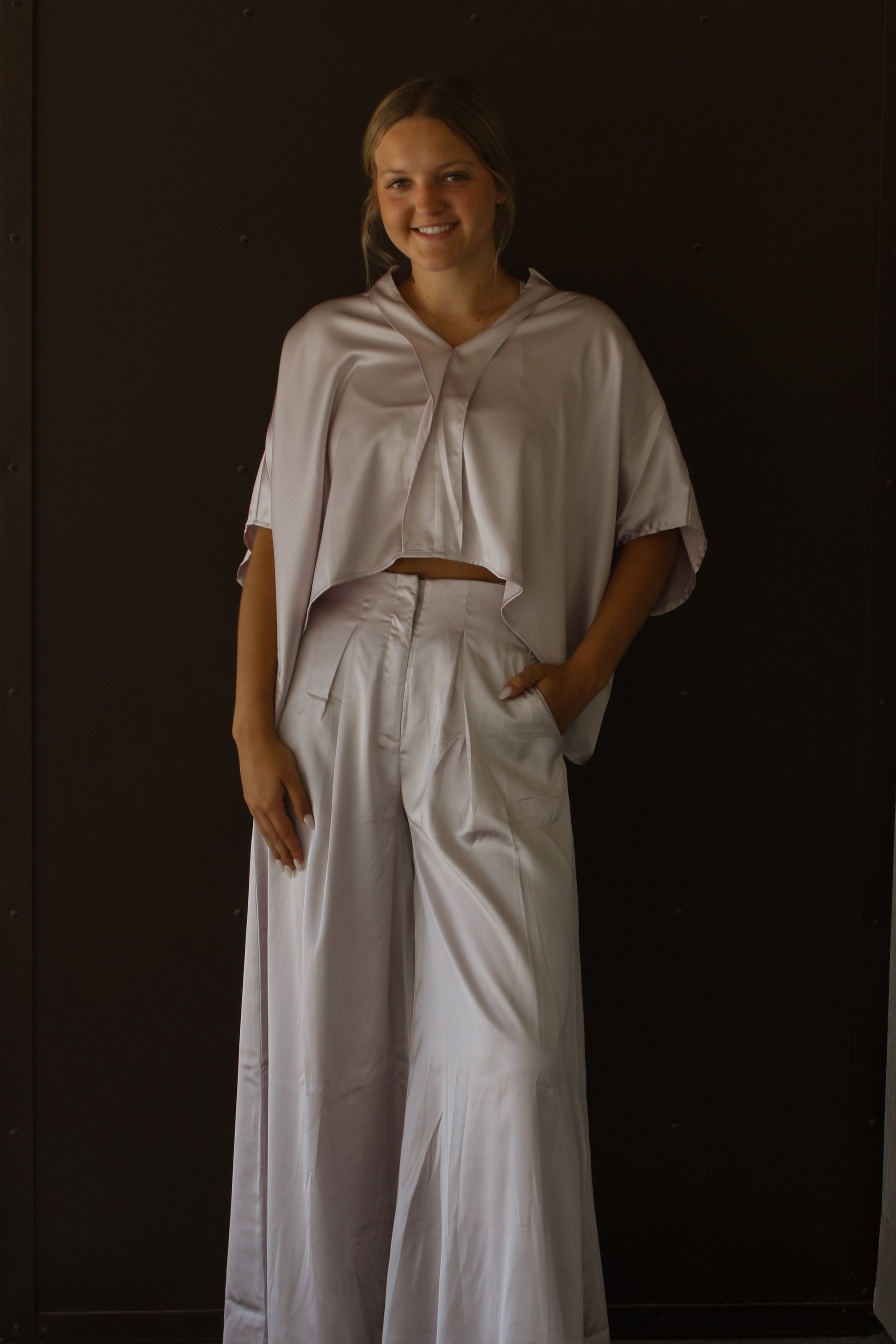 Short Sleeve Silk Oversize Top