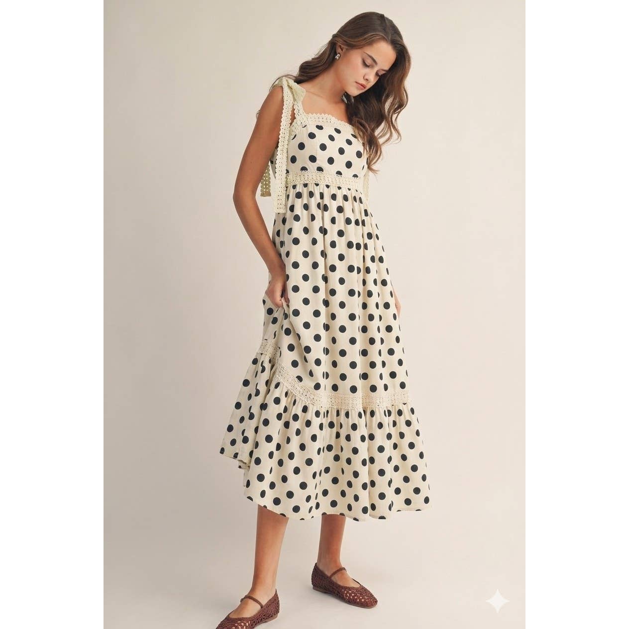 Vintage Rose Garden Crochet Trim Maxi Sundress
