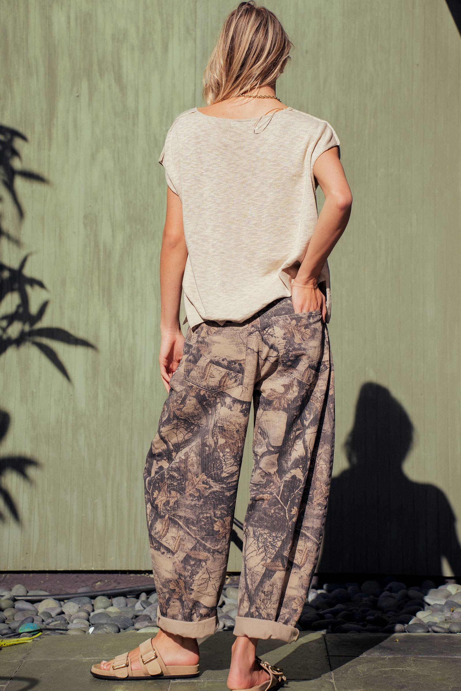 Camo Print Cotton Balloon Pants