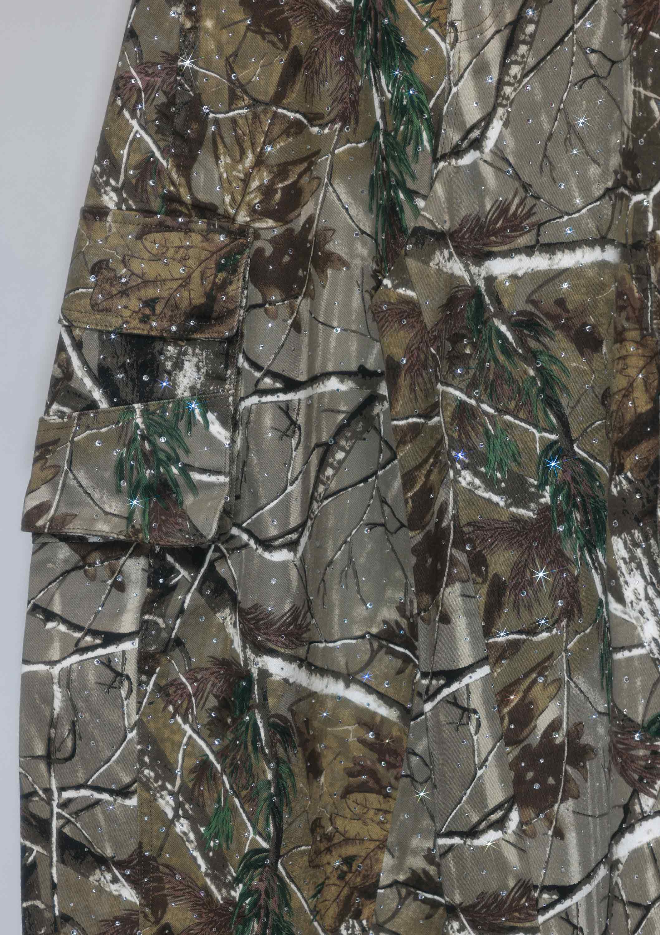 Rhinestone Camo Barrel Jeans