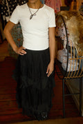 Tierred Ruffled Maxi Skirt
