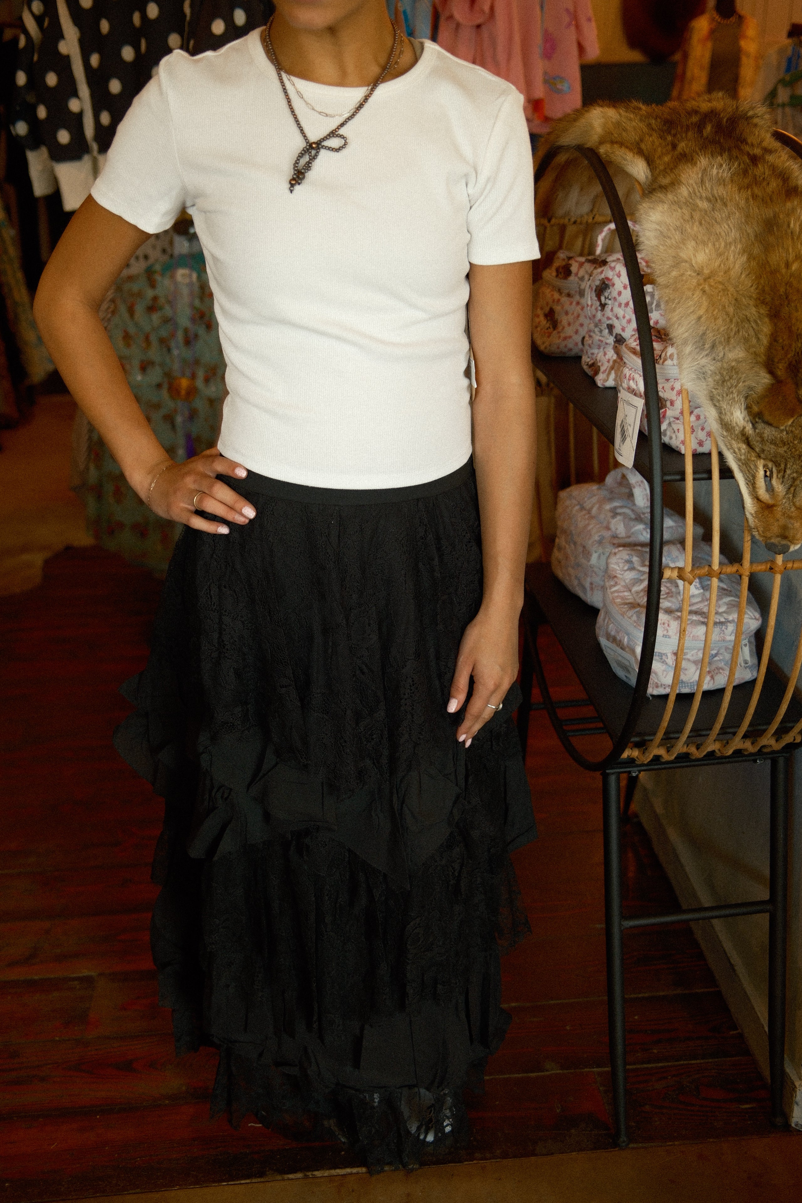 Tierred Ruffled Maxi Skirt