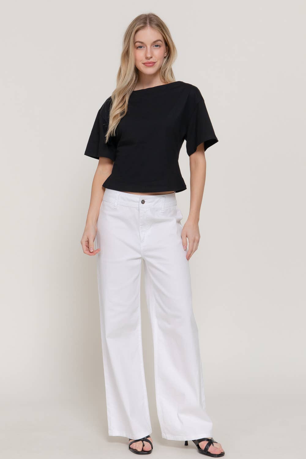 Short Sleeve Boat Neck Top