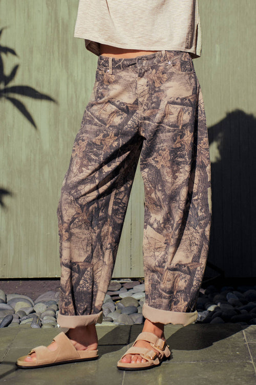 Camo Print Cotton Balloon Pants