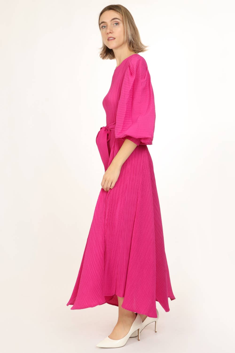 Bowtie Waist Pleats Maxi Dress