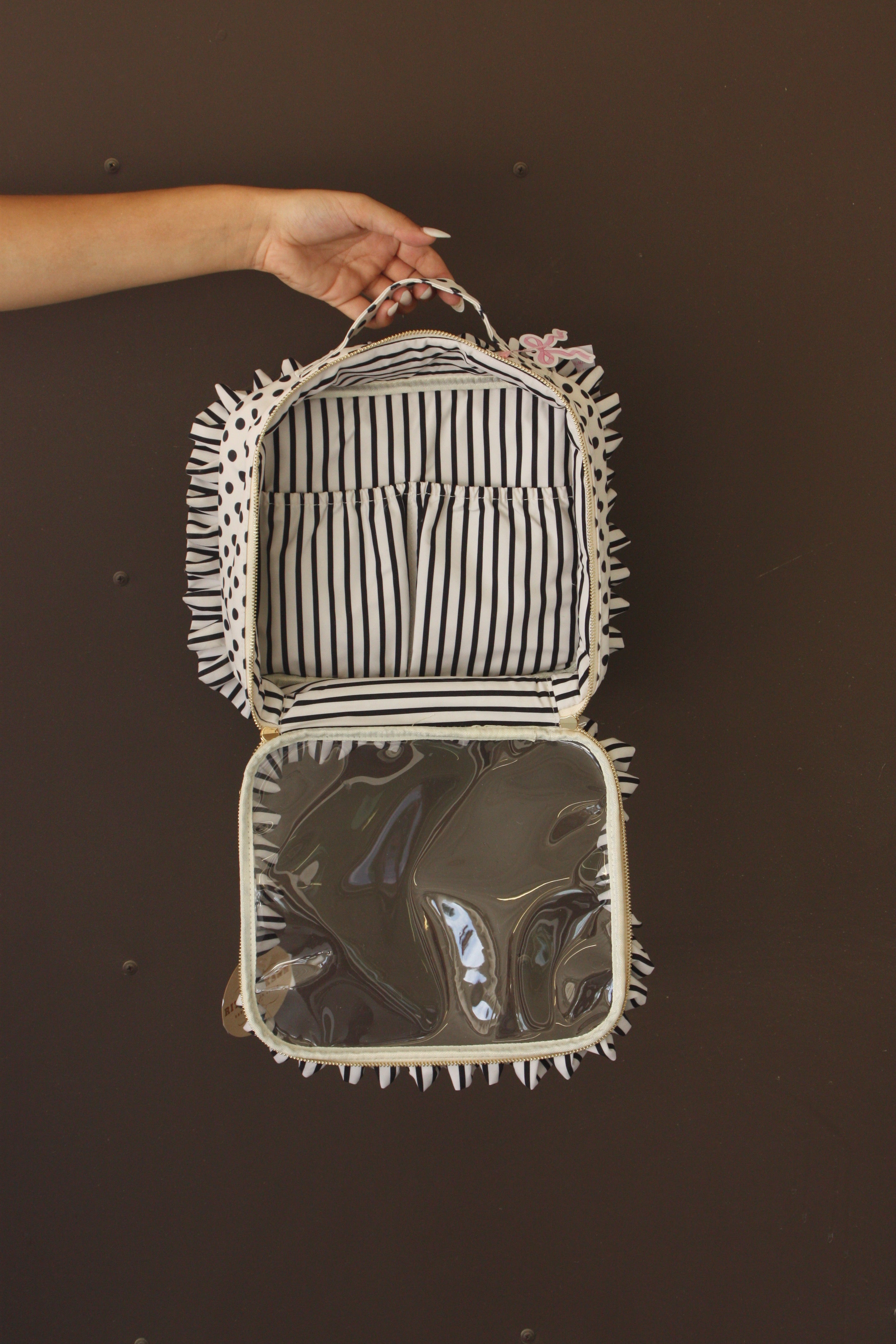 Polka Stripe Large Clear Pouch