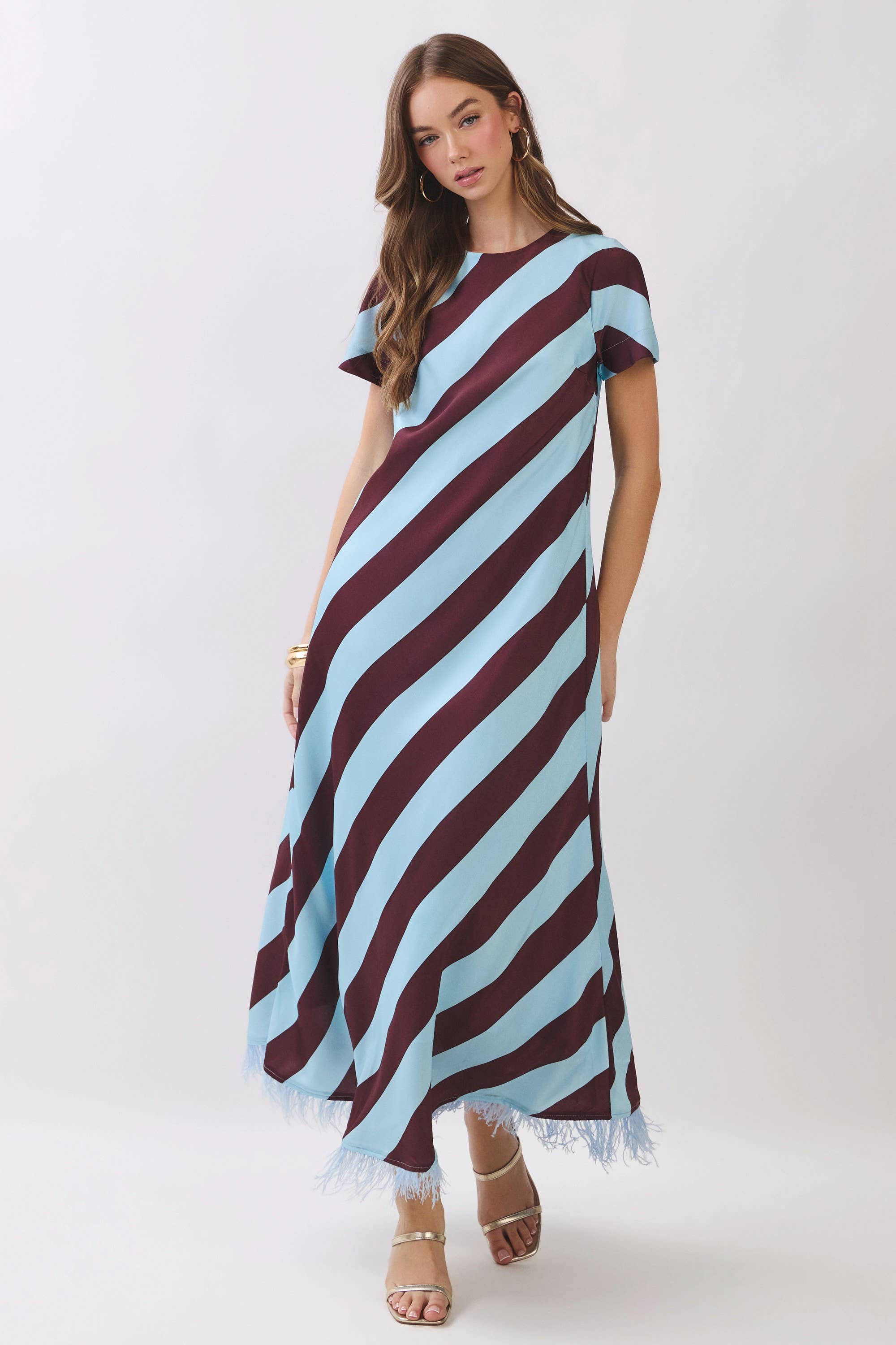 Diagonal Stripe Maxi Dress