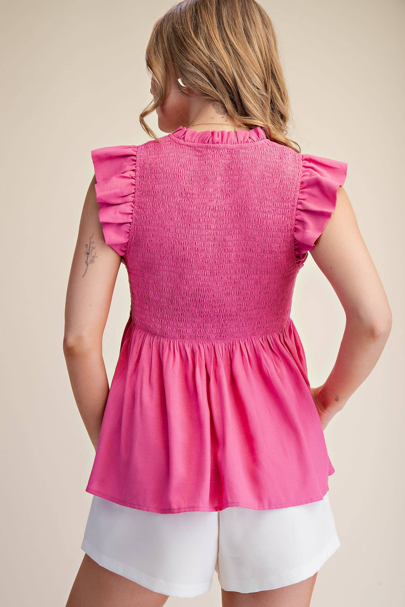 Flutter Sleeve Smocked Top