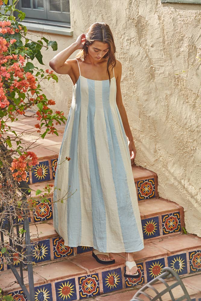 Cotton Striped Midi Dress