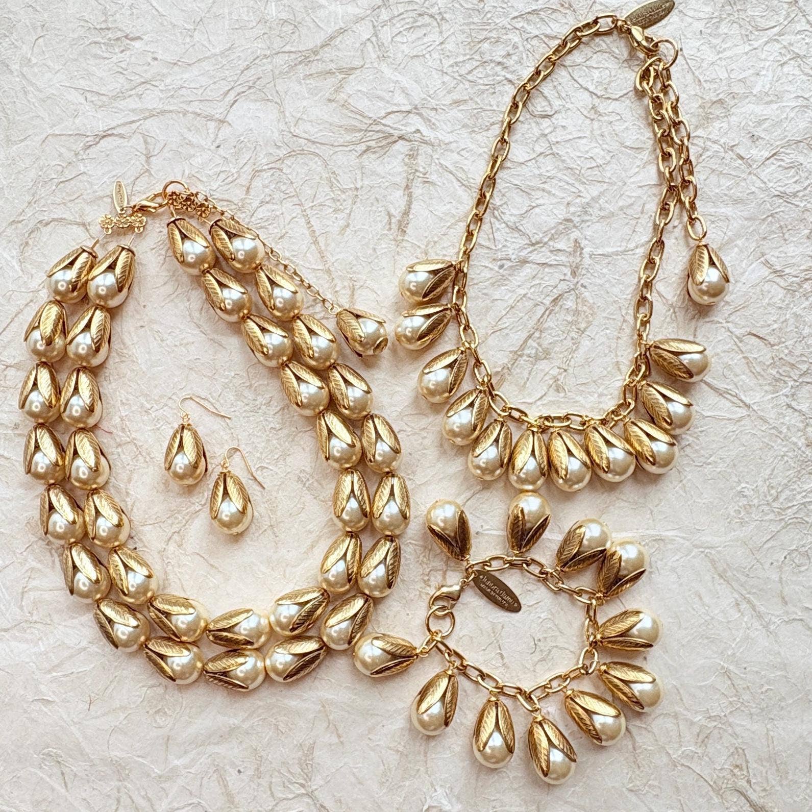 Cap Charm Necklace in Cream Pearl