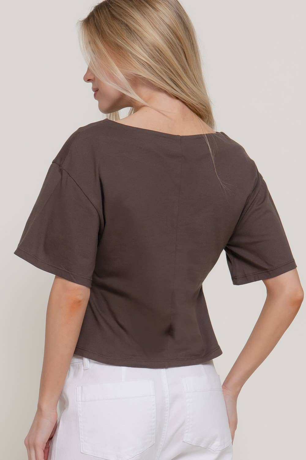 Short Sleeve Boat Neck Top