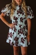 Floral Button Down Puff Sleeve Mini Dress