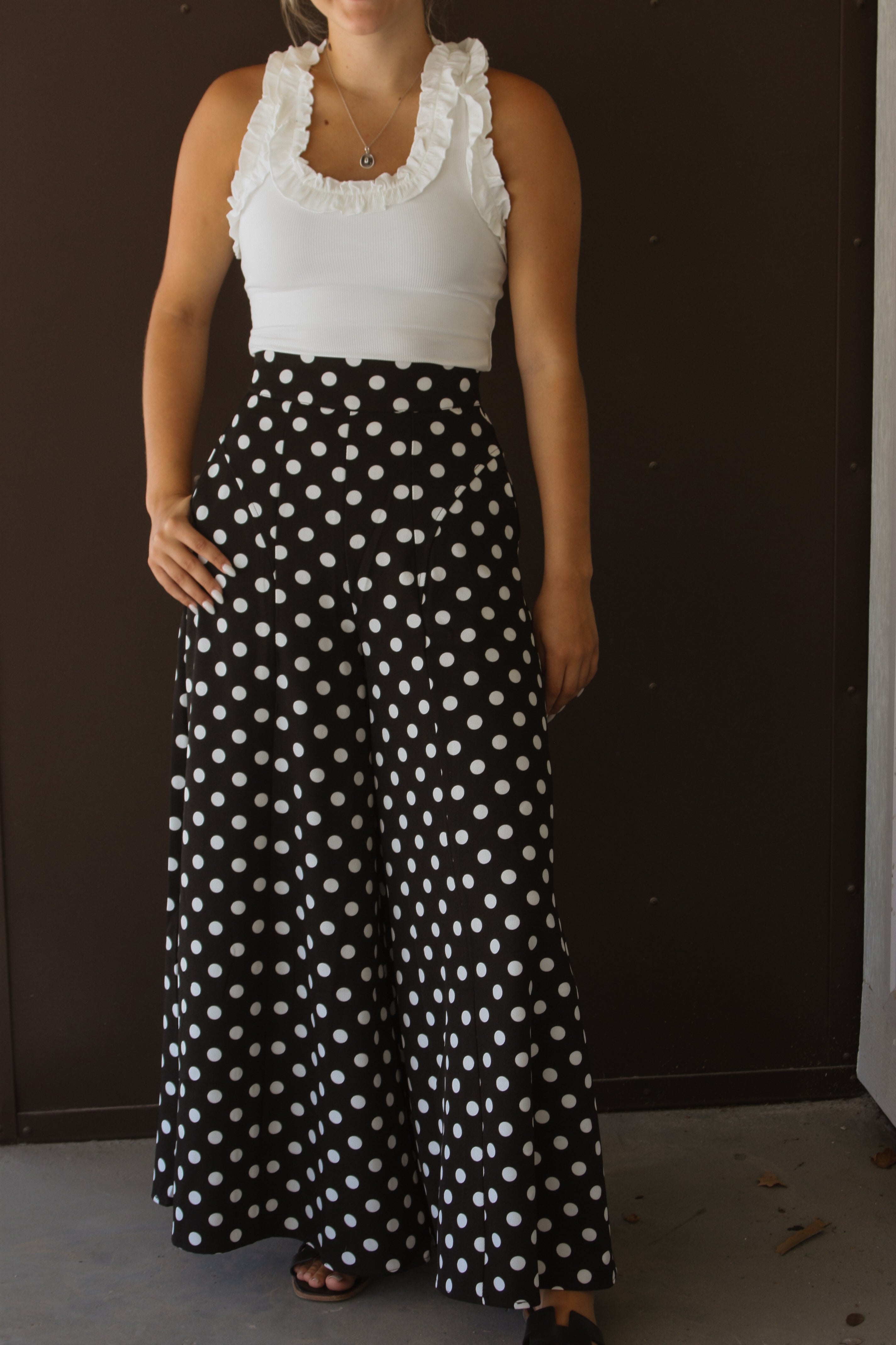 Polka Dot Printed Flare Pants