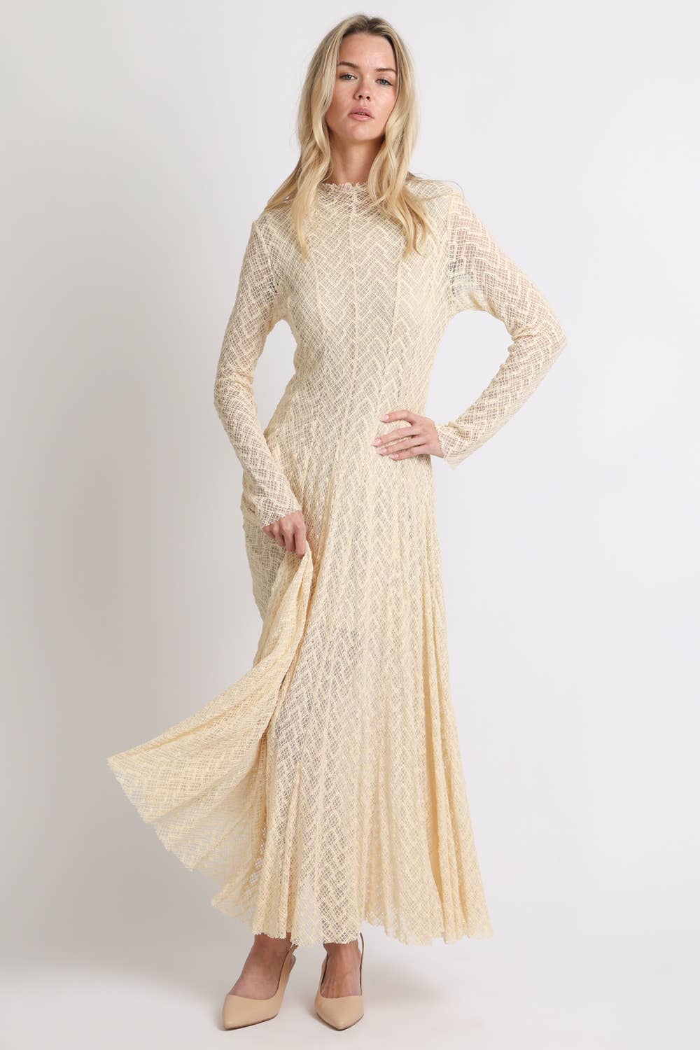 Geometric Crochet Lace Maxi Dress