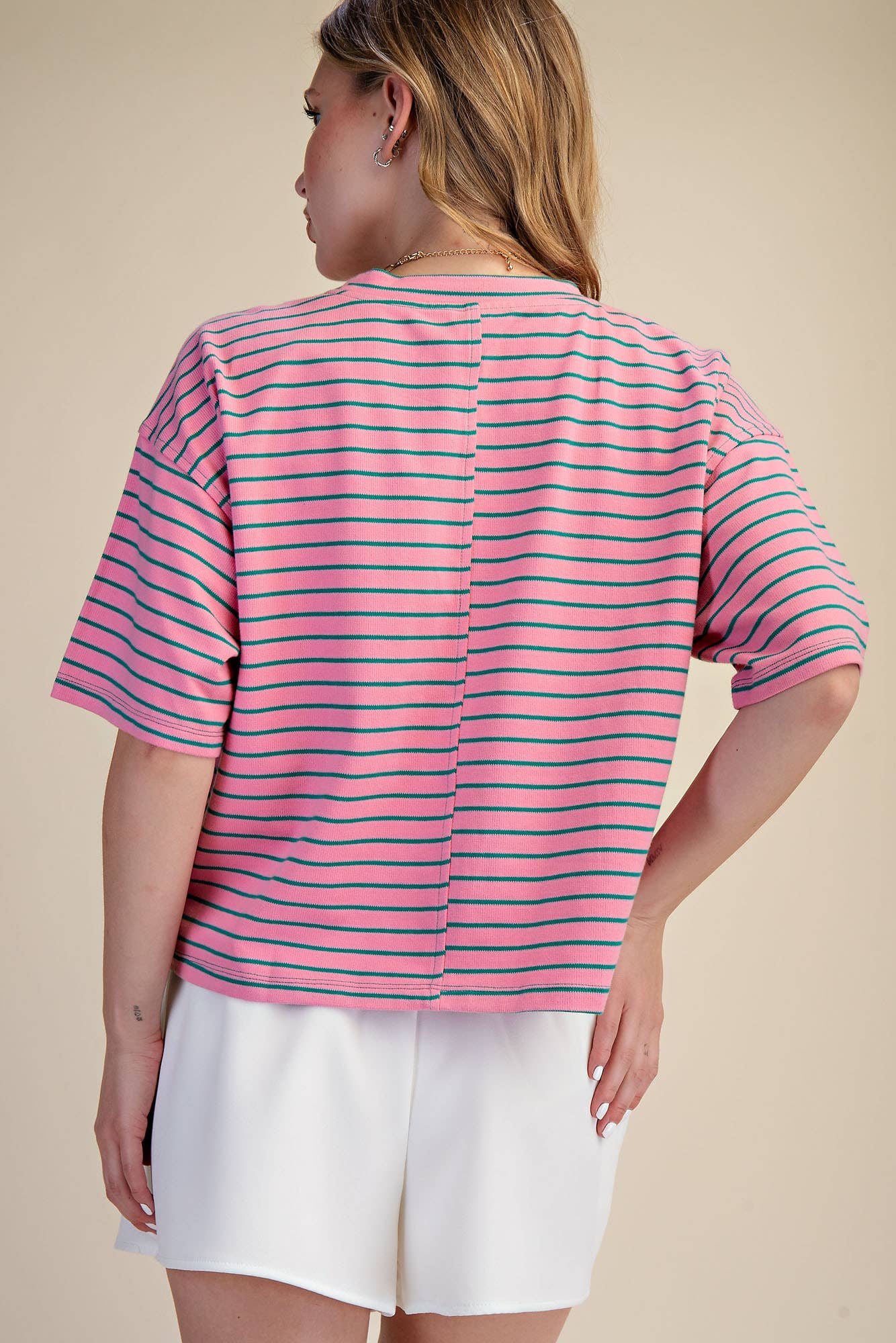 Round Neck Wide Sleeve Pullover Stripe Everyday Top