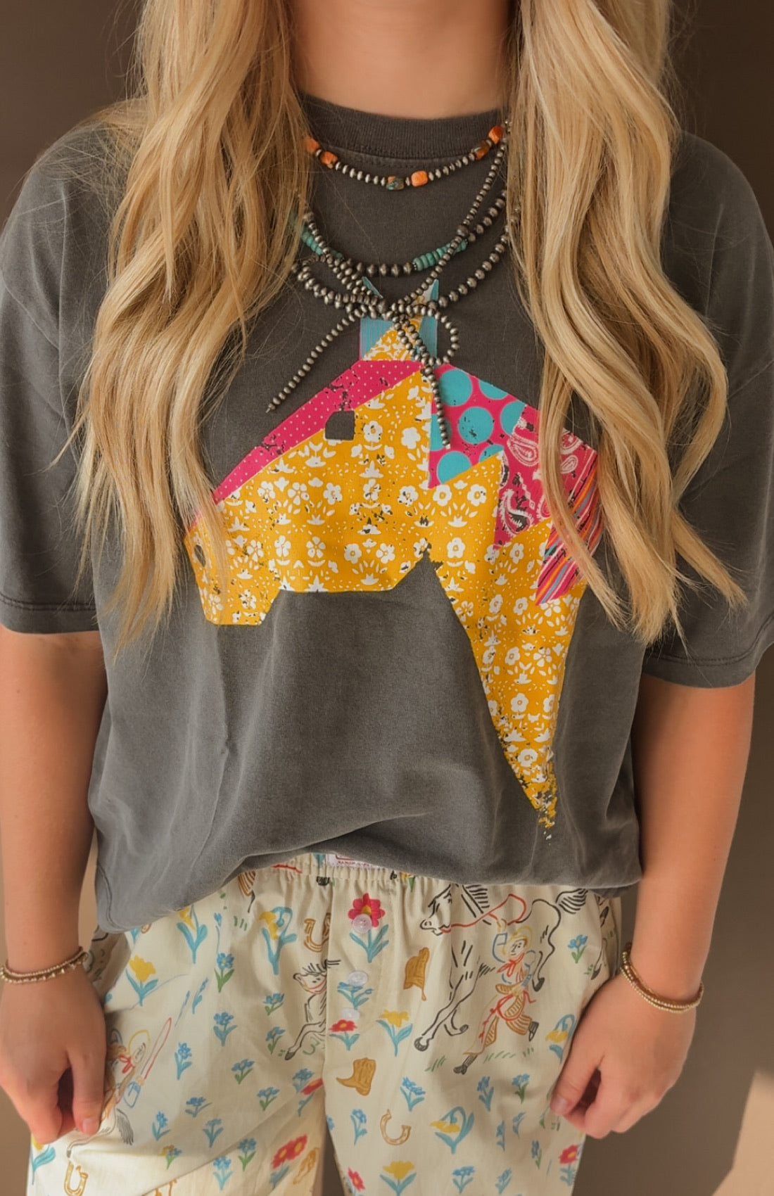 Quilted Horse Cropped Tee