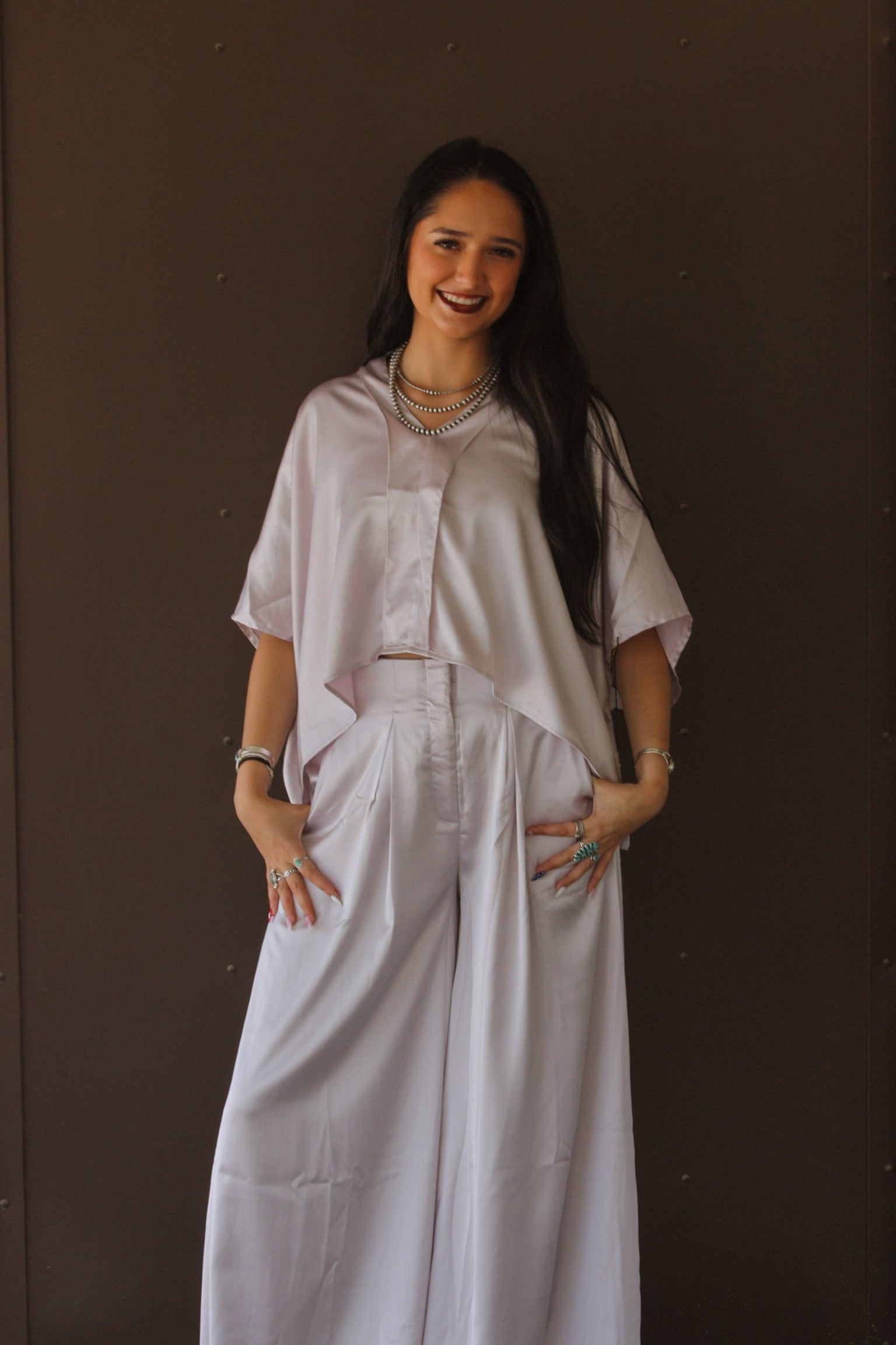 Satin A-Line Palazzo Pants