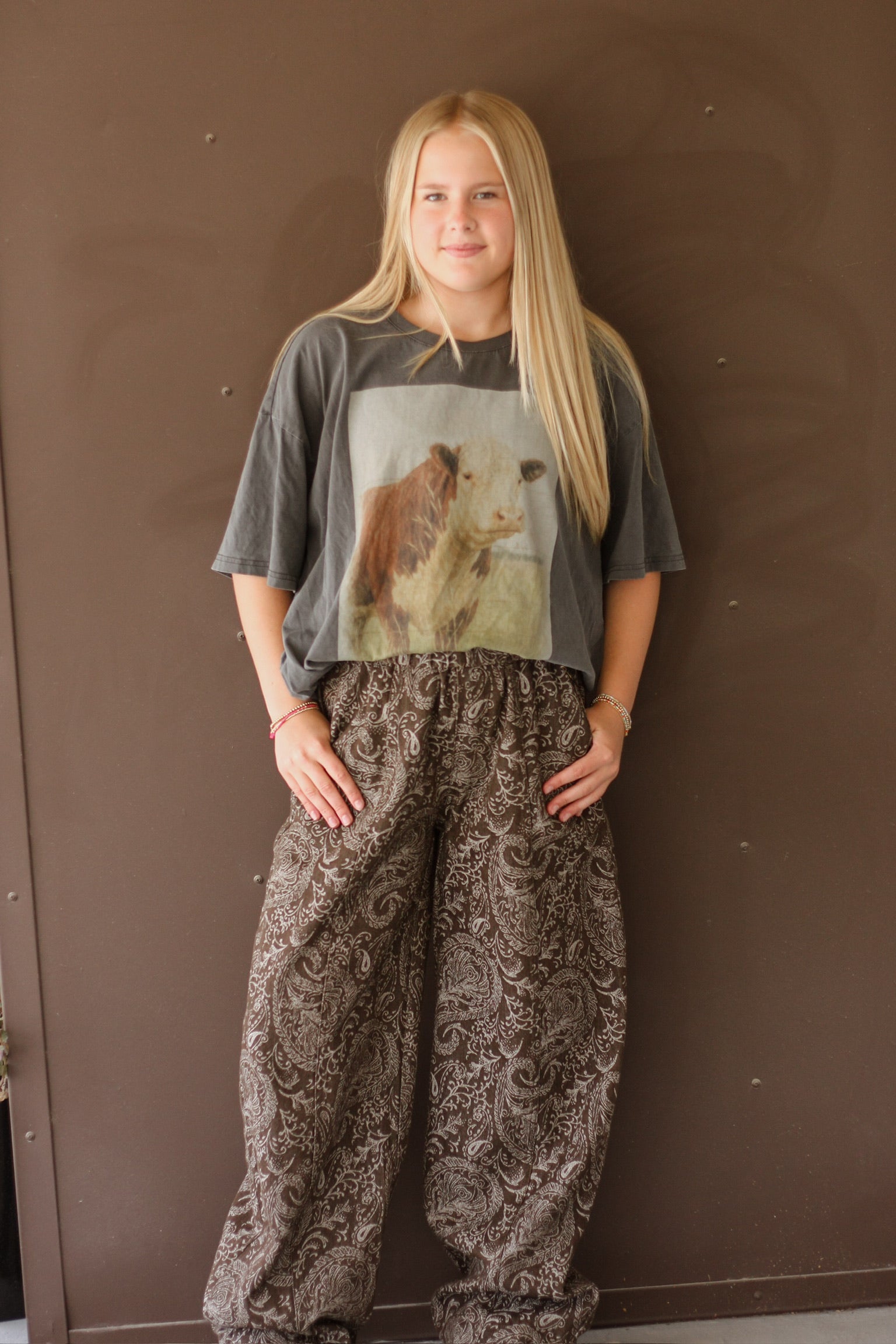 Paisley Printed High Waisted Joggers