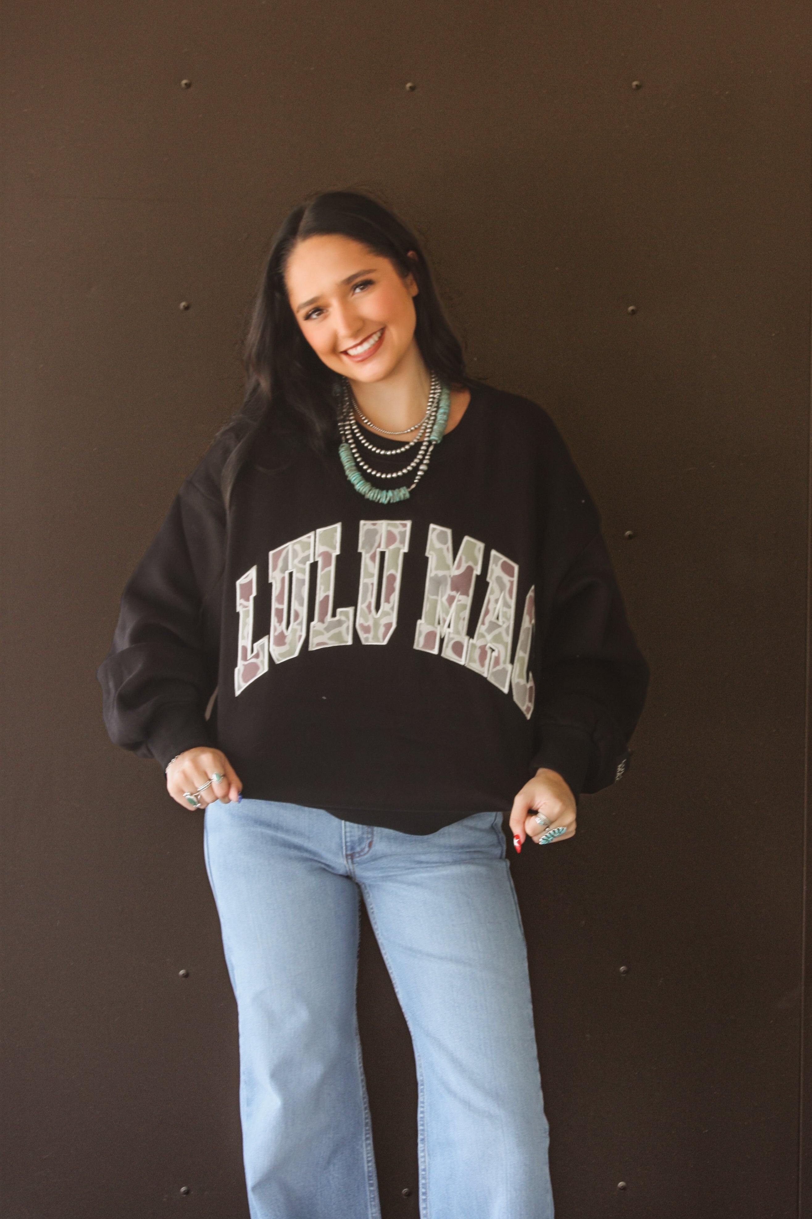 Black And Camo Lulu Mac Crewneck