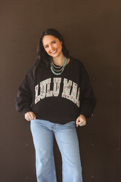 Black And Camo Lulu Mac Crewneck
