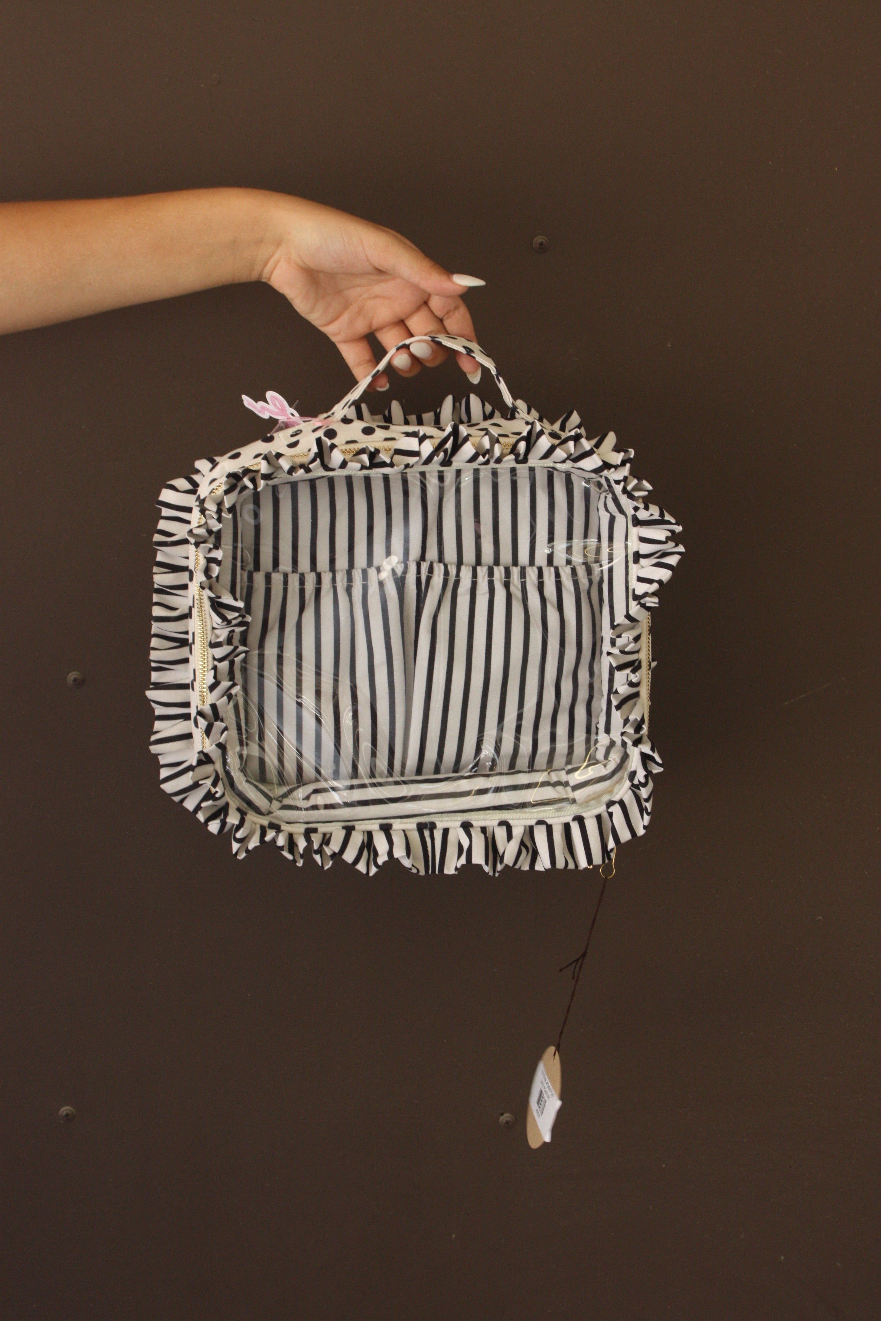 Polka Stripe Large Clear Pouch