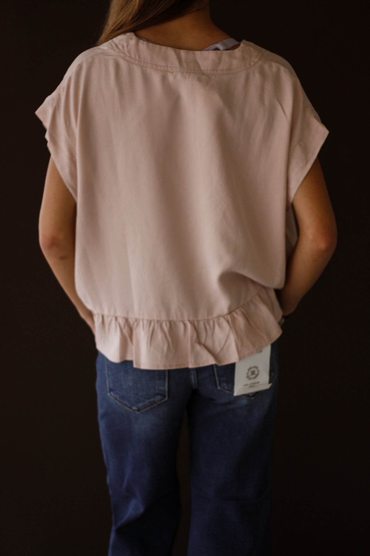 Washed Pink Ruffle Blouse
