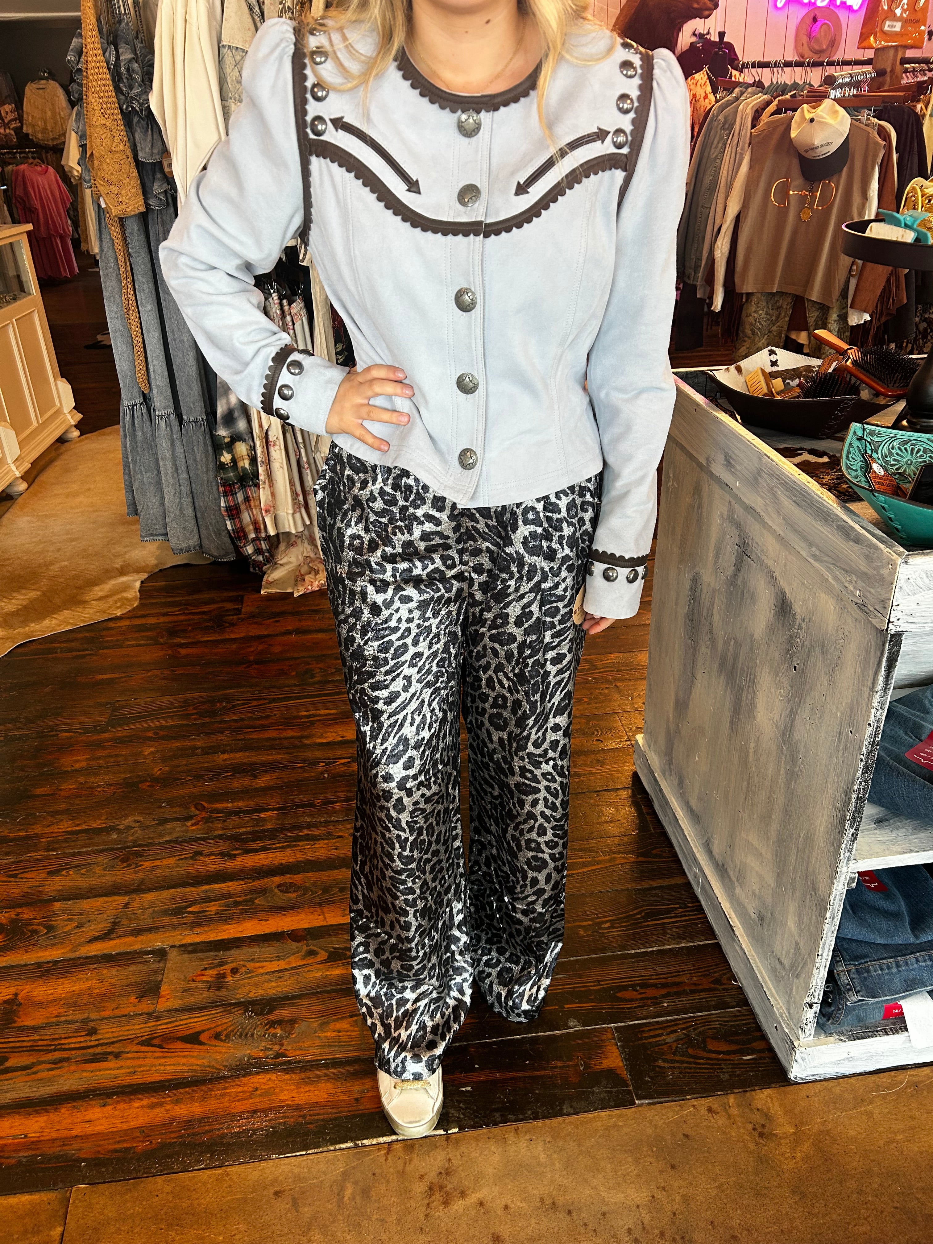 Ee Some Metallic Leopard Printed Pants