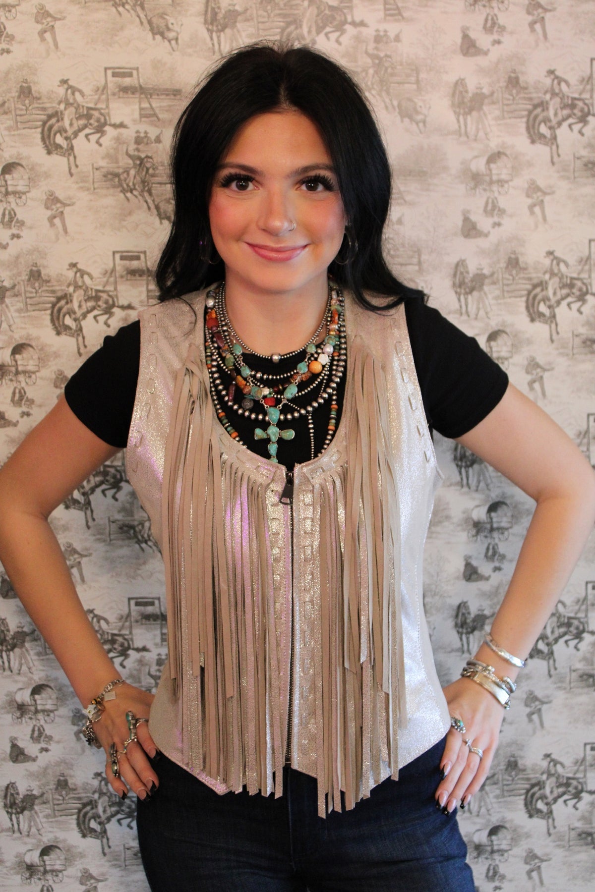 Silver fringe Vest
