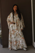 Watercolor Floral Printed Satin Tunic & Skirt Set