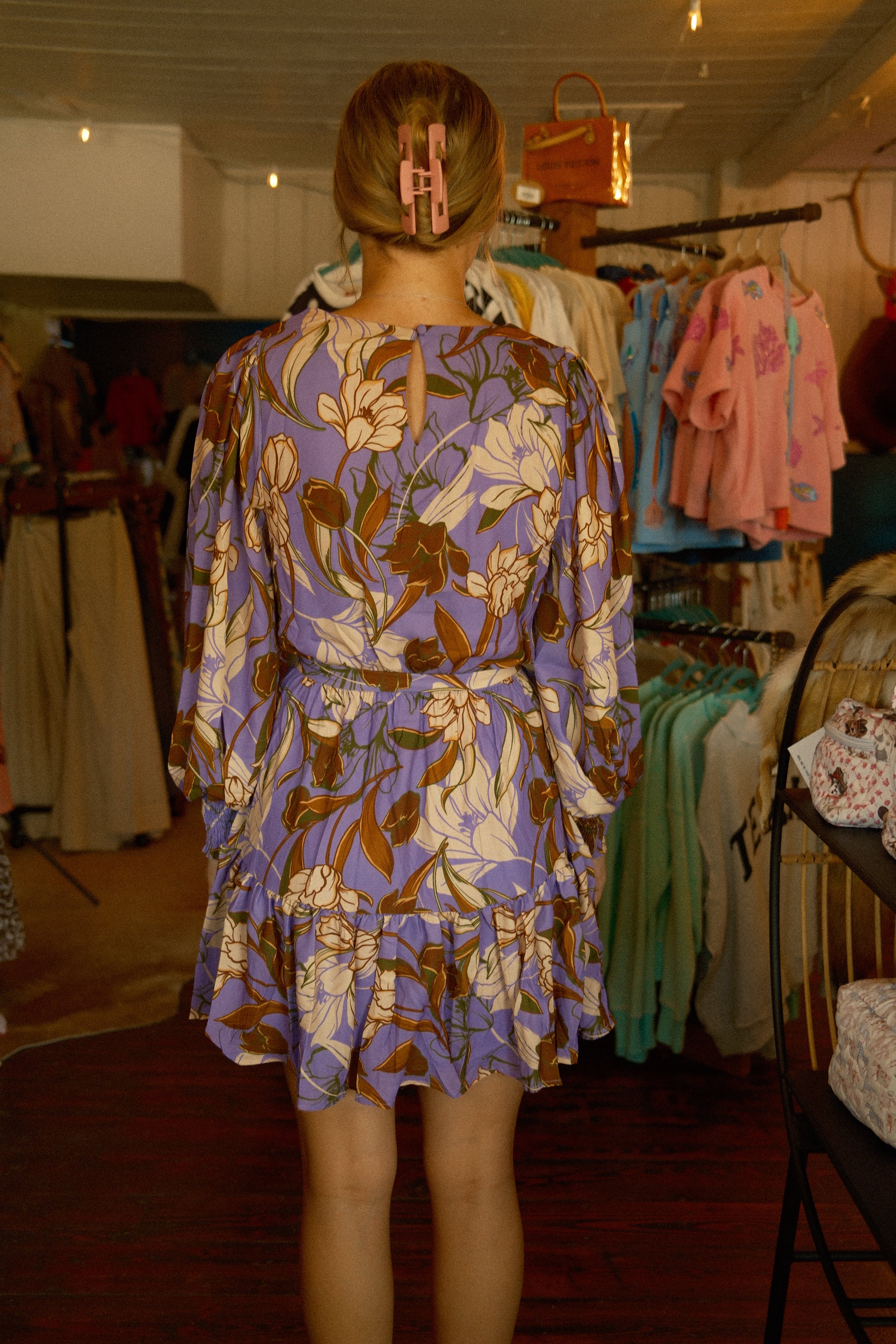 Purple Floral Mini Dress