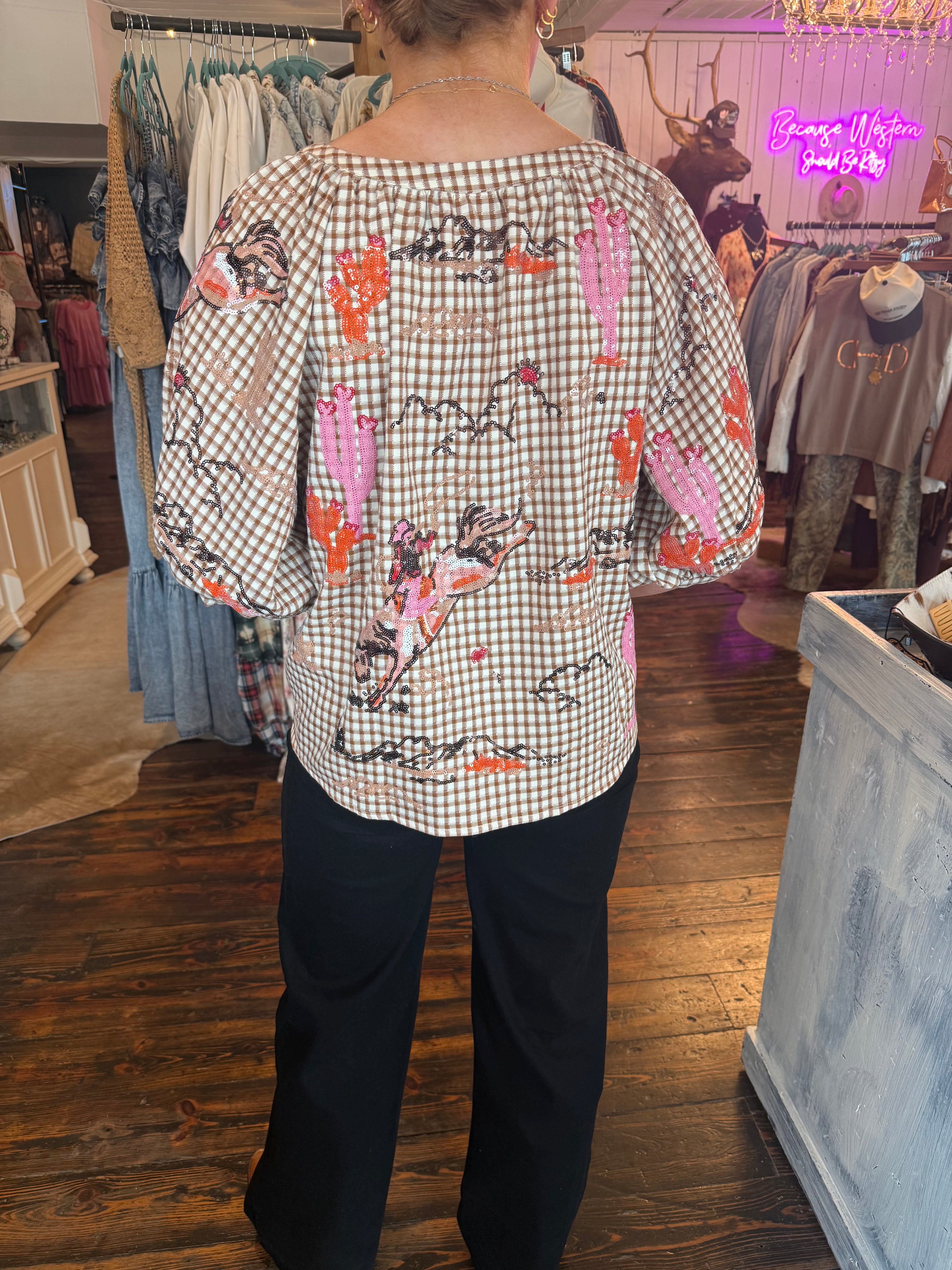 Bucking Cowgirl Cotton Top