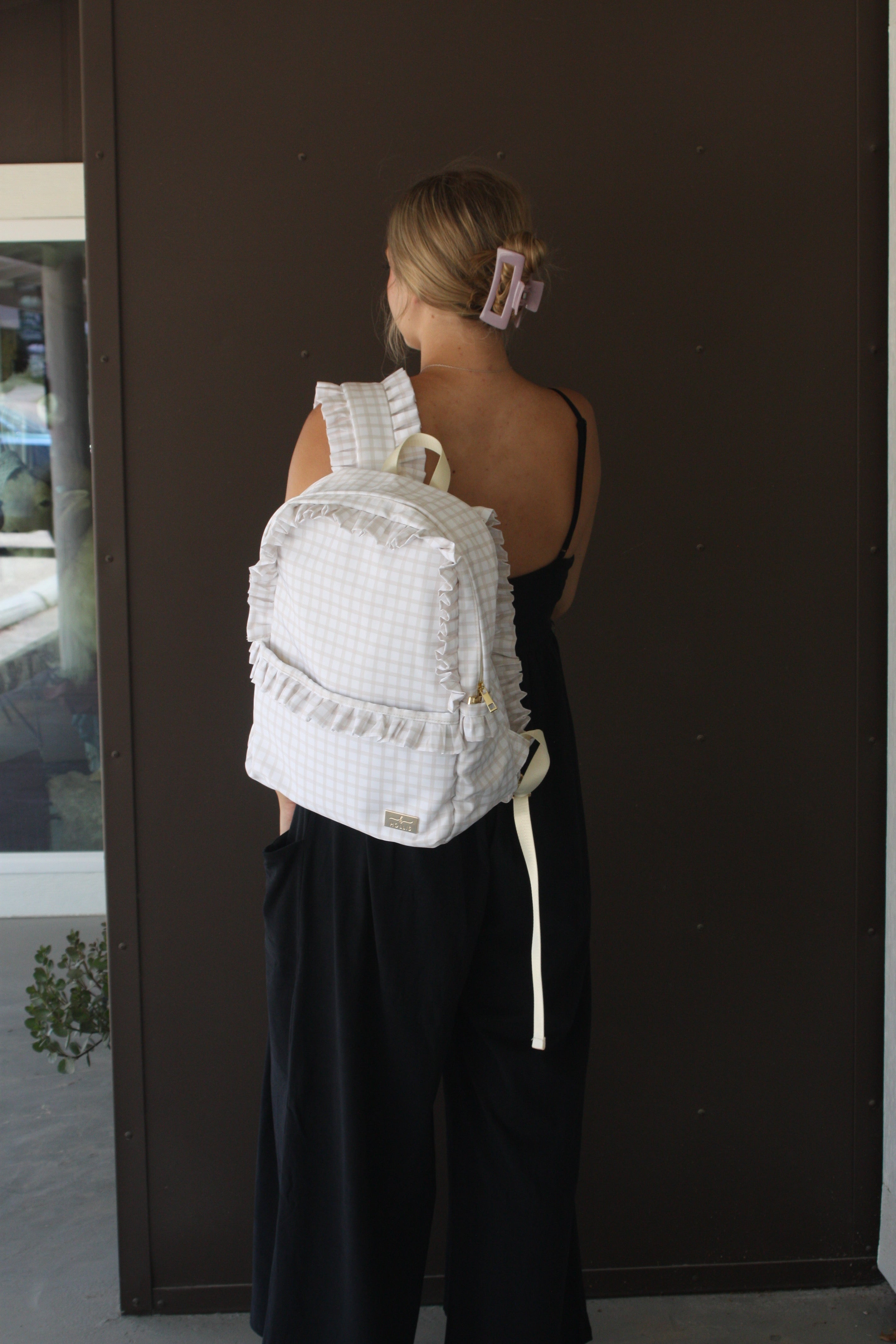 Nude Plaid Backpack