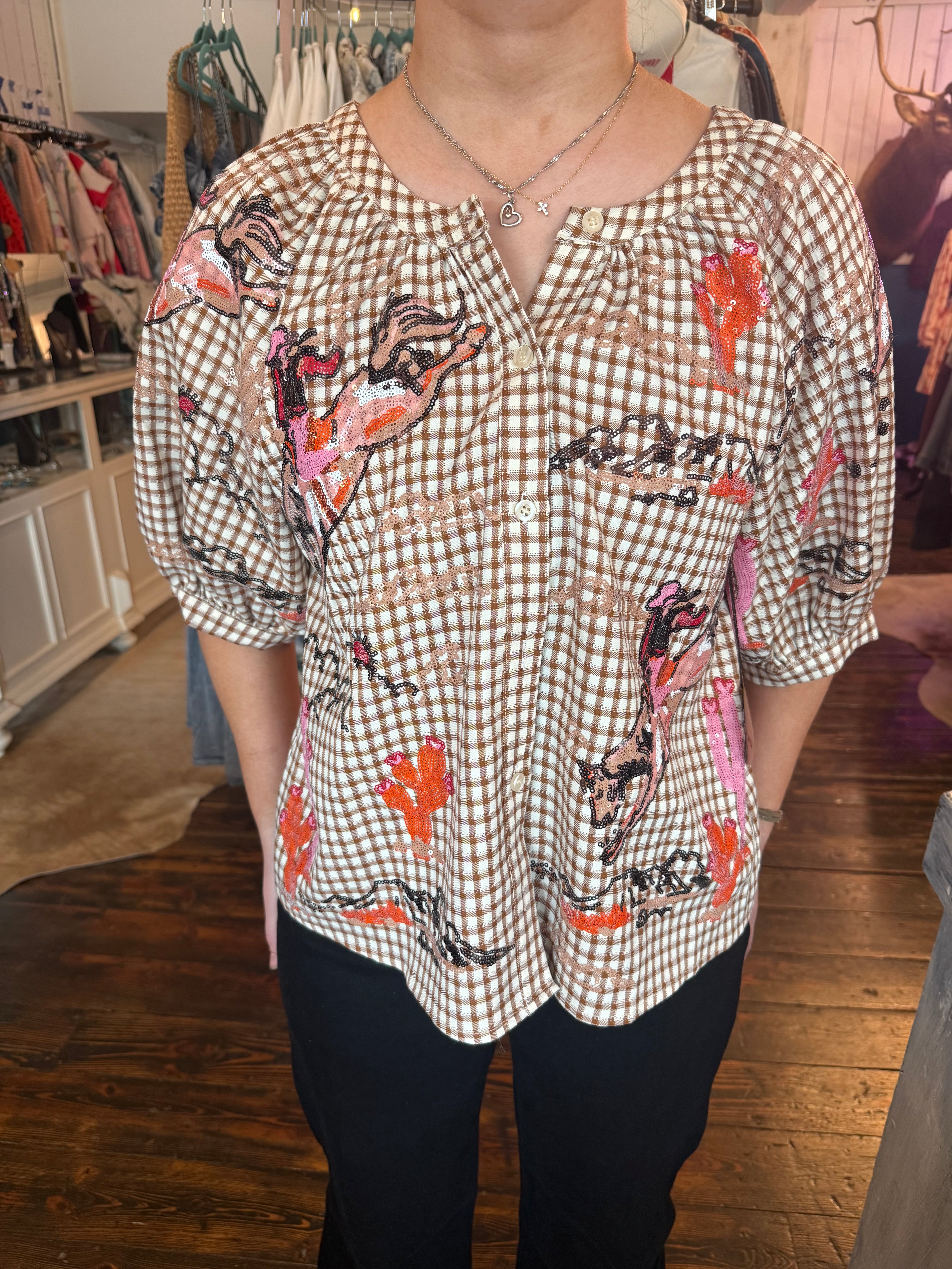 Bucking Cowgirl Cotton Top