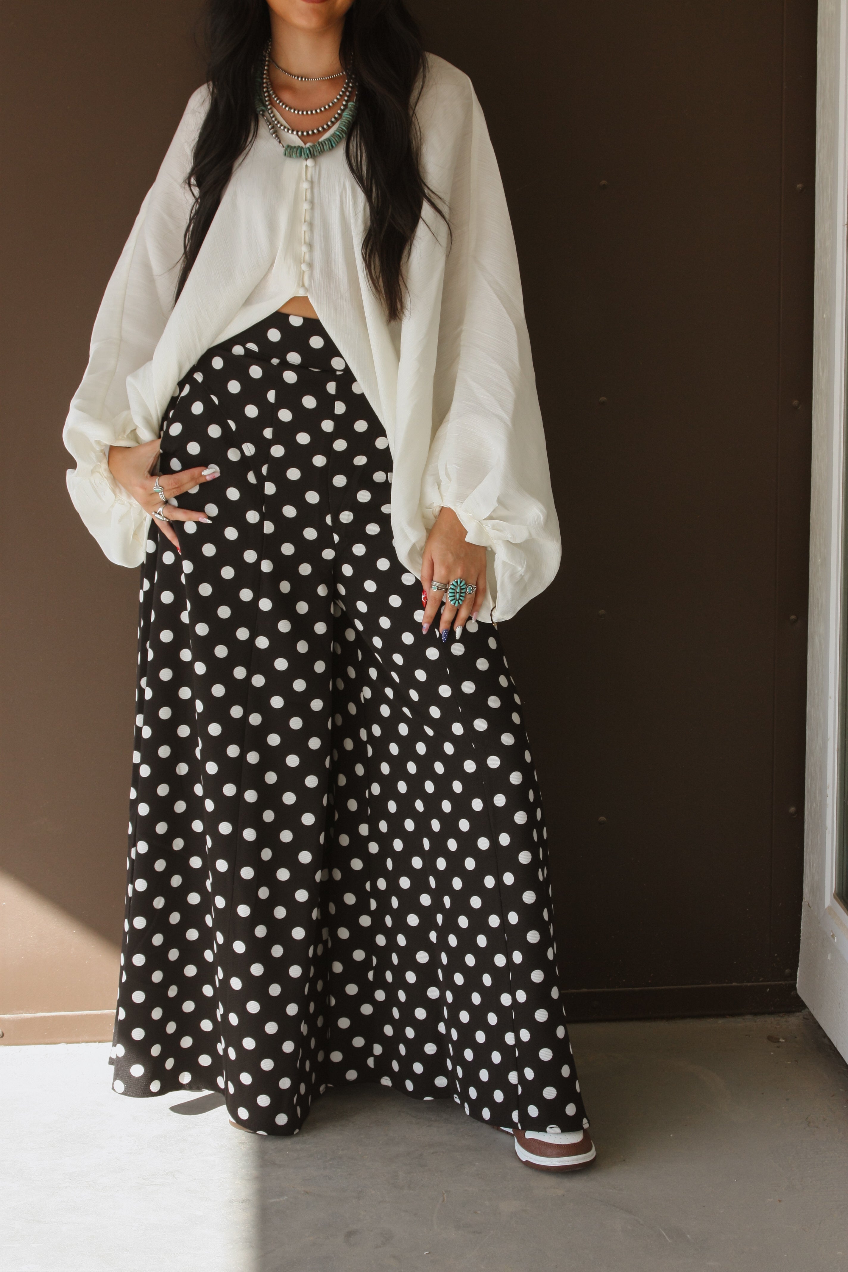 V-Neck Balloon Sleeve Top