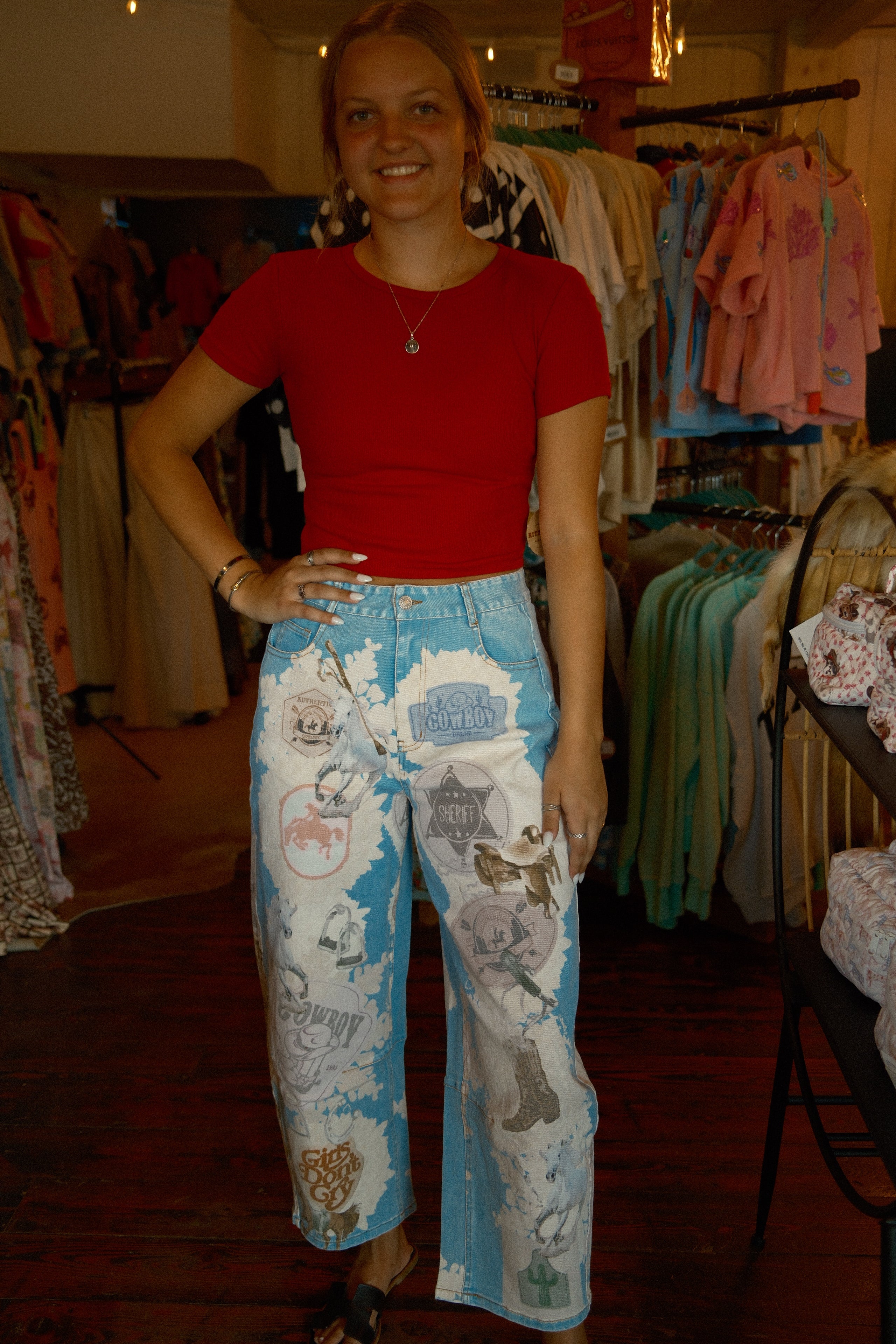 Western Patch Loose Jeans