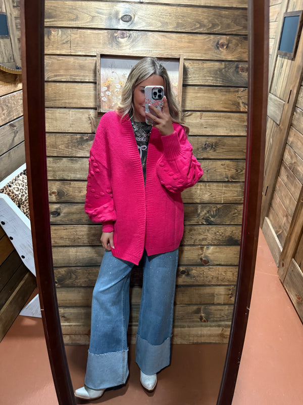 Umgee Cardigan Sweater With Pom Pom