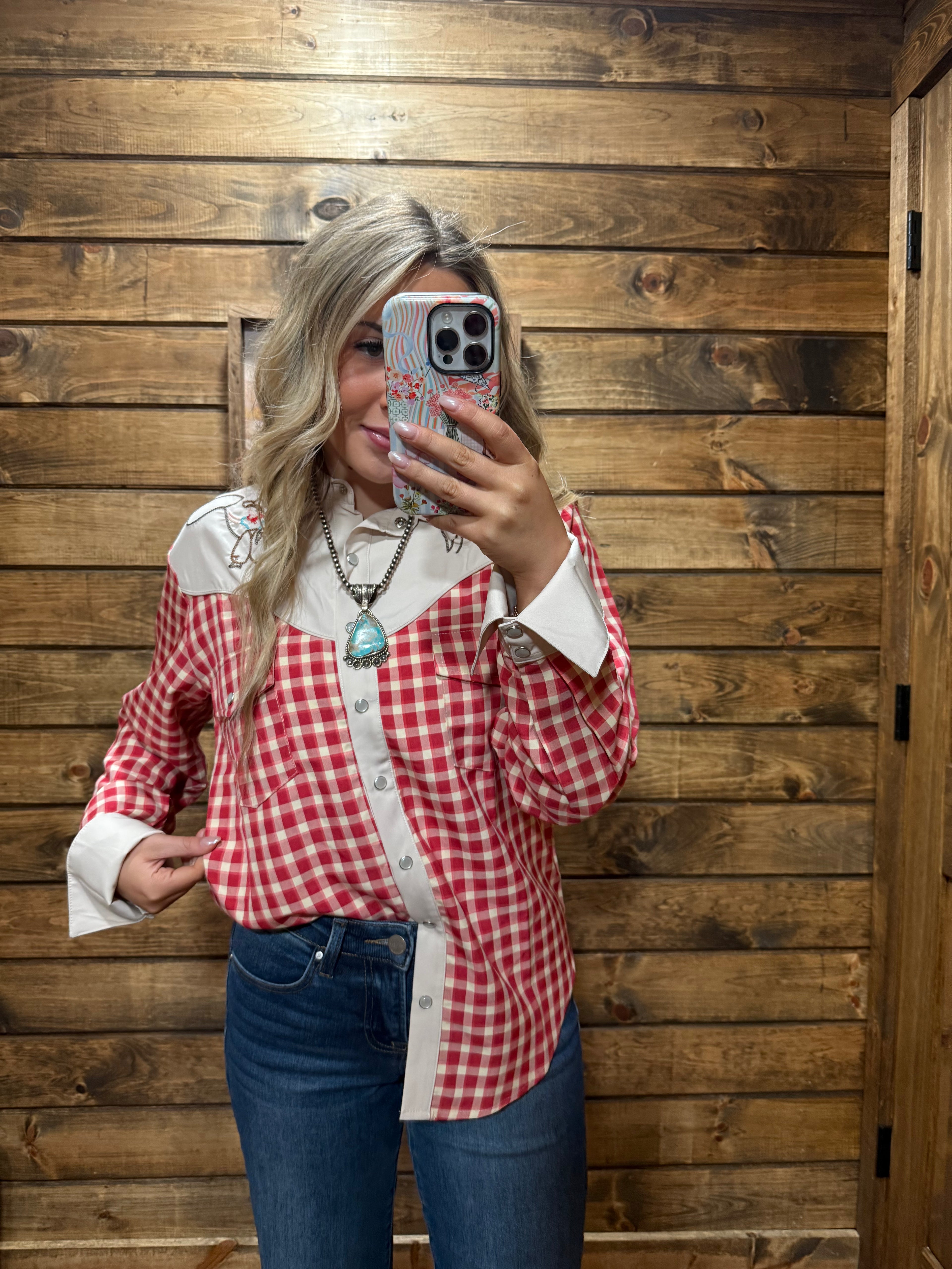 Howdy Hanny Gingham Cowboy Blouse
