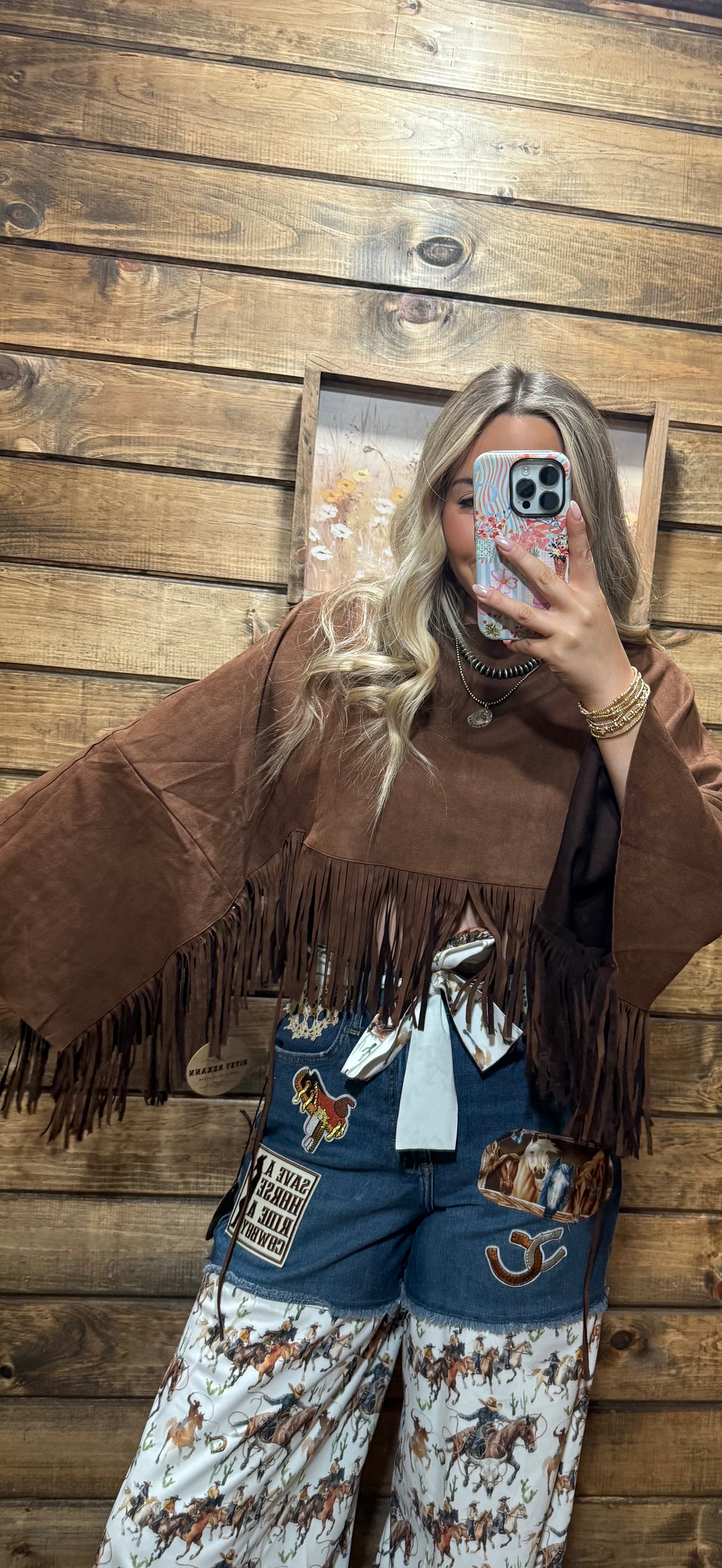 Leather Fringe Poncho