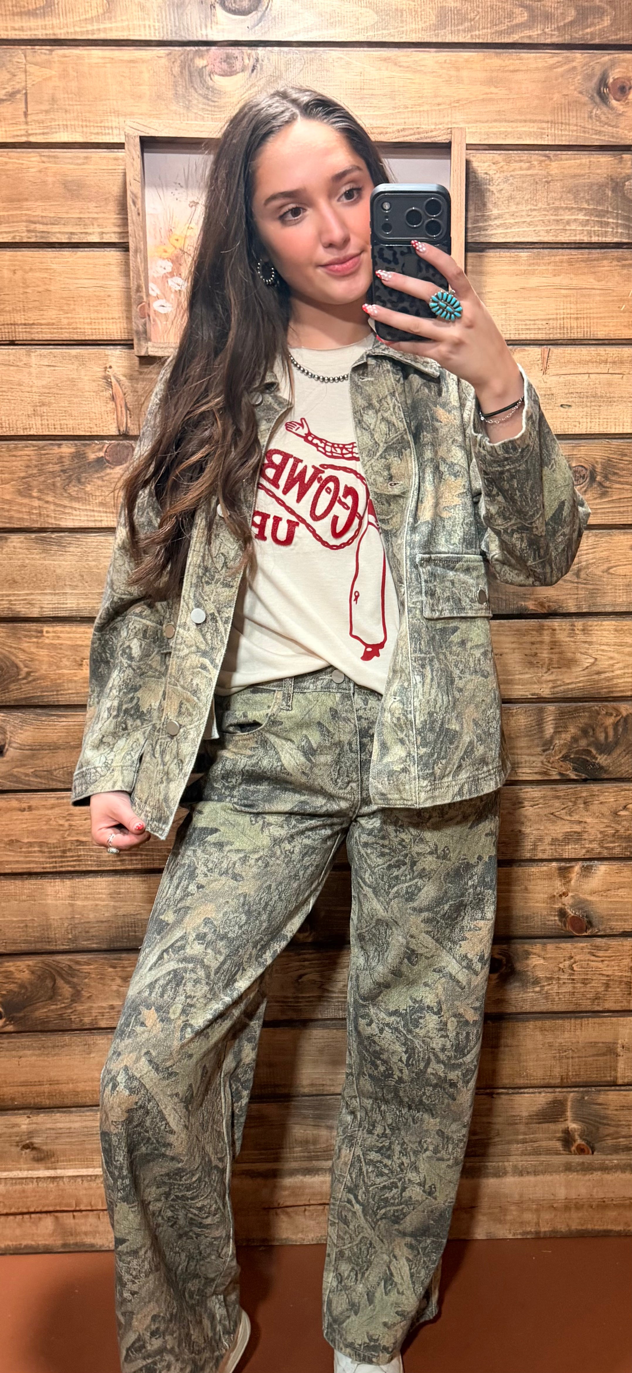 Turquoise Haven Camo Jean