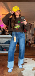 Mid Rise Cuffed Jeans