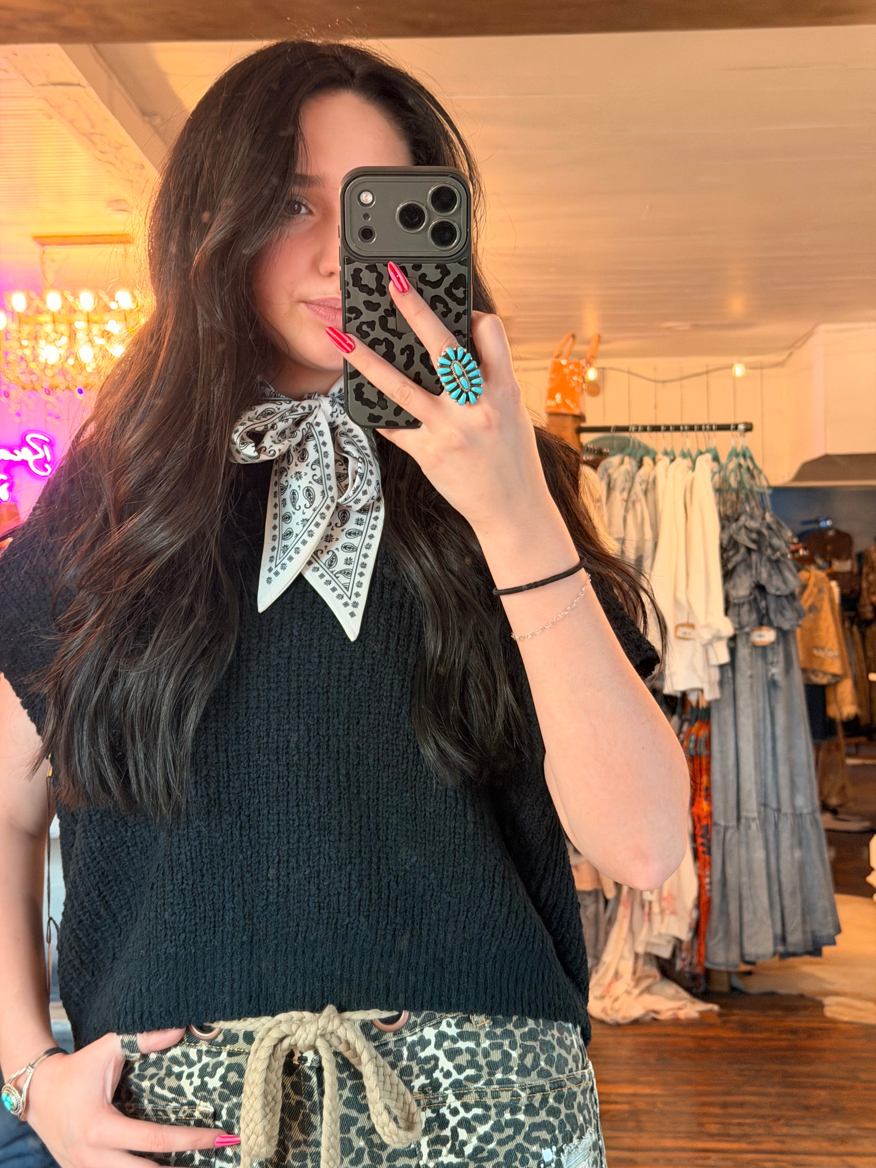 Cap Sleeve Sweater Black