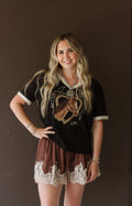 Brown Lace Satin Short