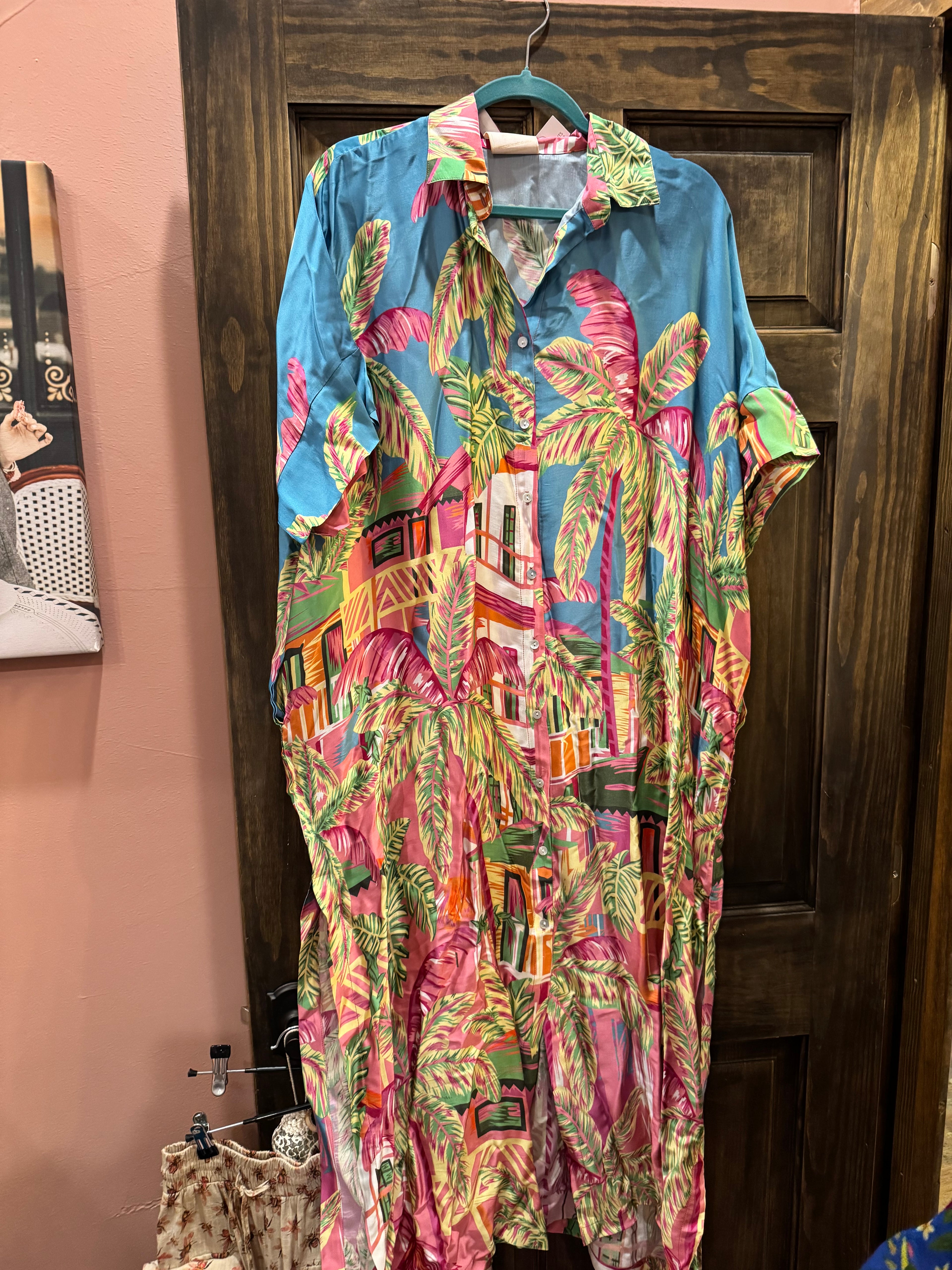 Caribbean Breeze Button Down Dress