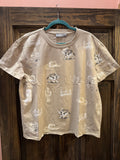 Western Printed Round Neck Short Sleeve T-Shirt