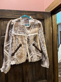 Aztec Jacquard Frayed Edge Hook & Eye Jacket