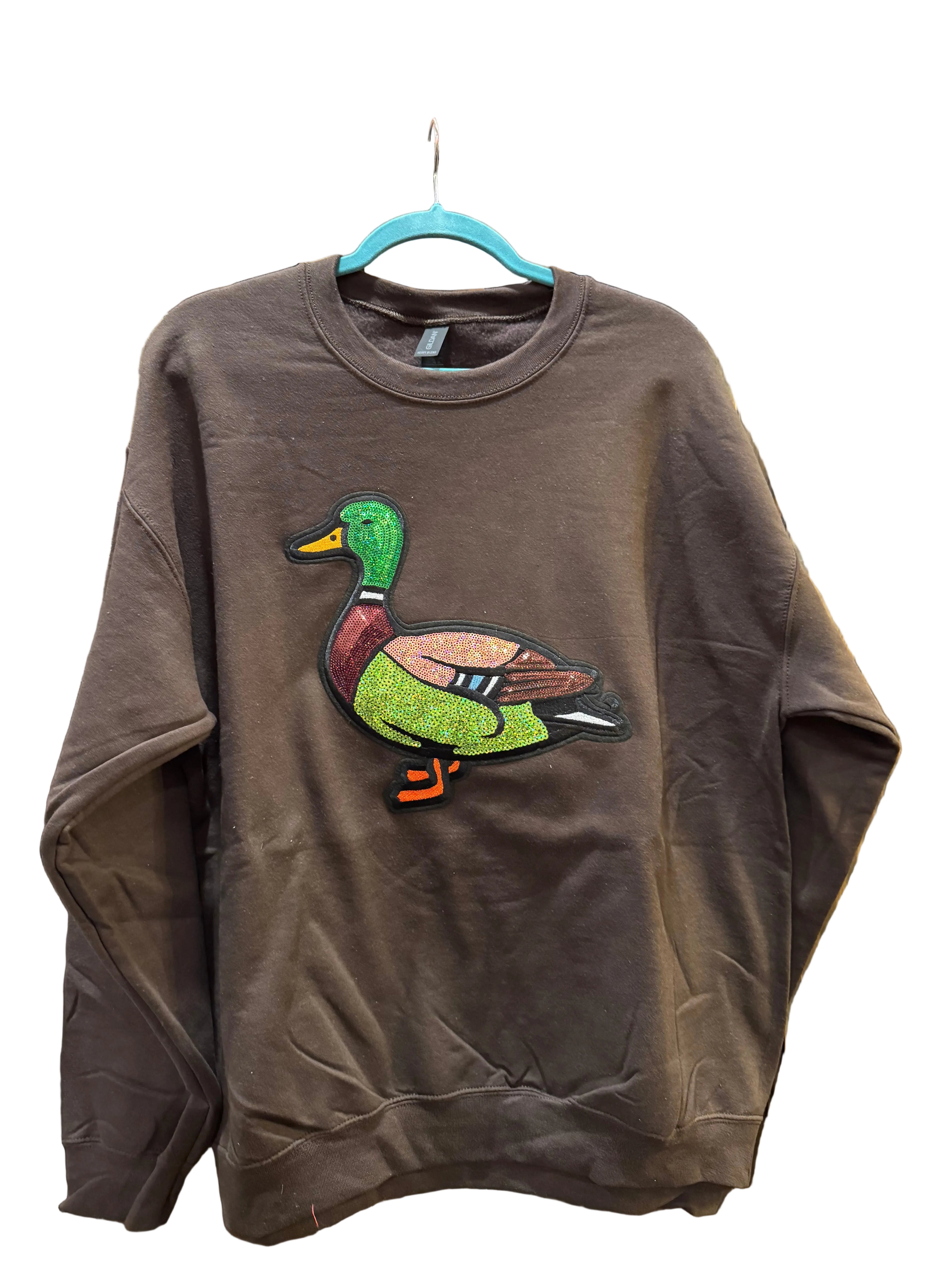 Oversized Sequins Duck Sweatshirt Brown