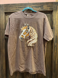 6J Threads Sequins Horse Tee Brown