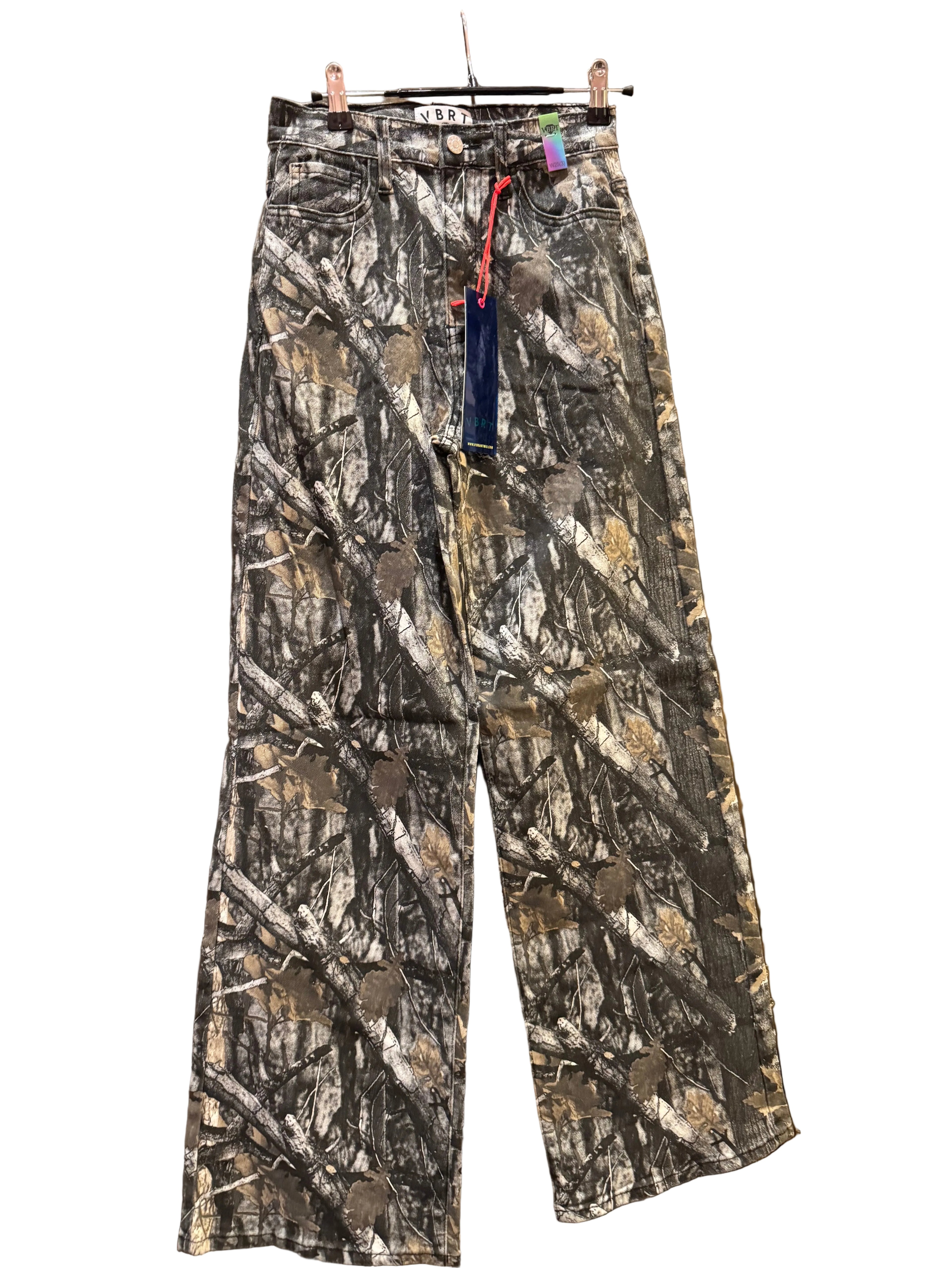 High-Rise Camo Print Wide Leg Jean